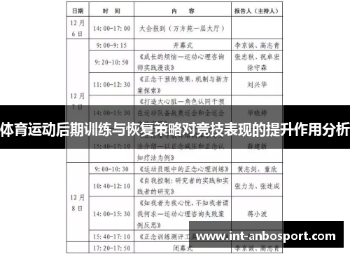 体育运动后期训练与恢复策略对竞技表现的提升作用分析